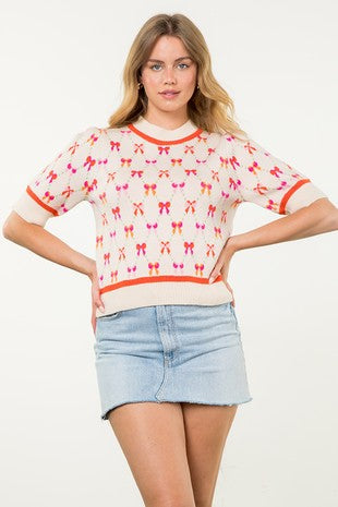 THML- Orange and Pink Bow Top