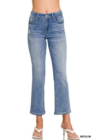 Medium Wash Straight Crop Jean