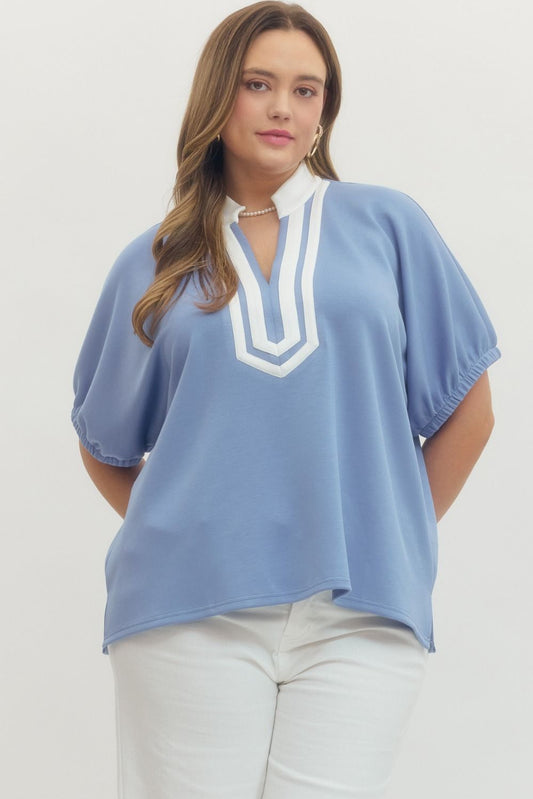 Meadow Blue Top- Plus