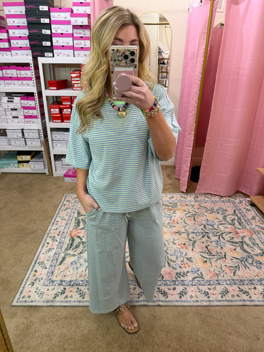 Purple and Mint Stripe Set