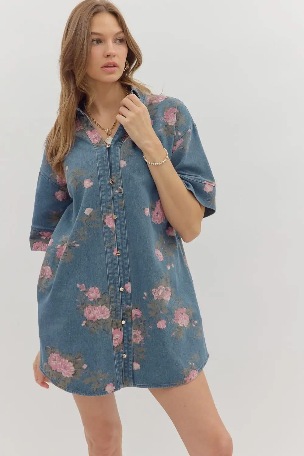 Rose Denim Dress