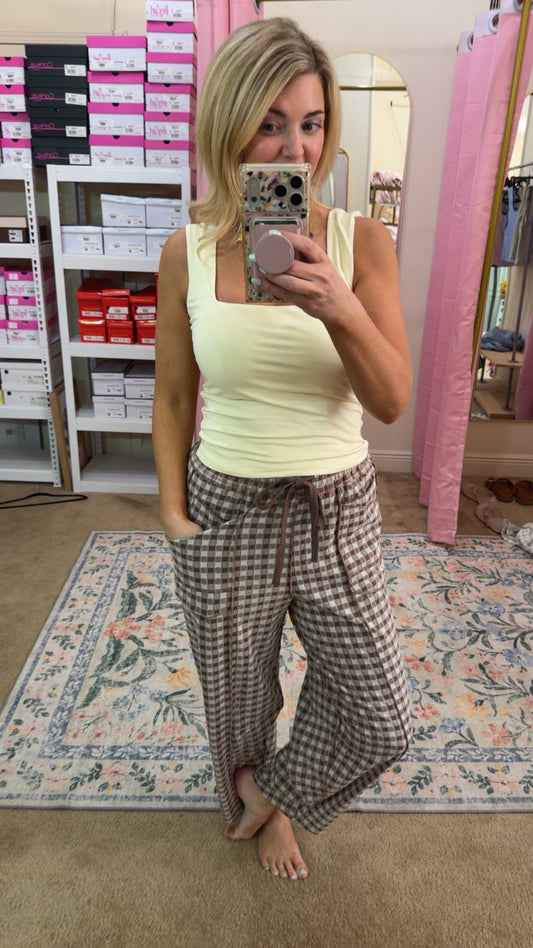 Gingham Barrel Pants