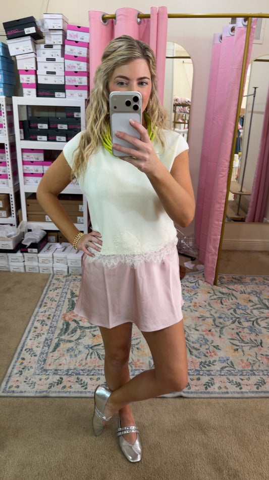 Blush Silk Skort