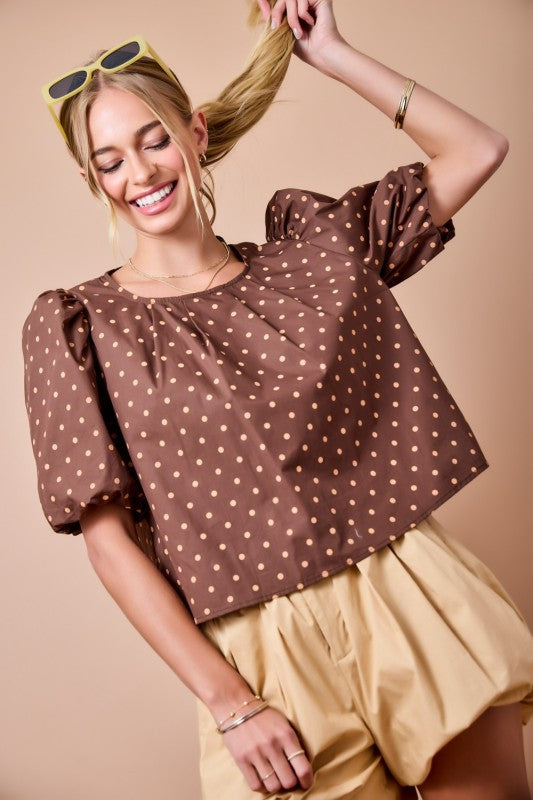 Brown and Caramel Dot Top