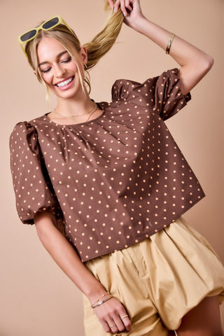 Brown and Caramel Dot Top