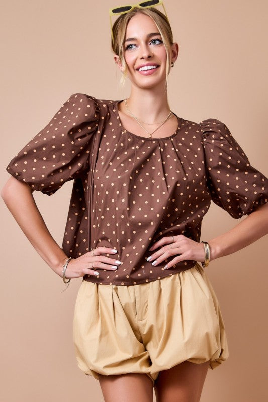 Brown and Caramel Dot Top