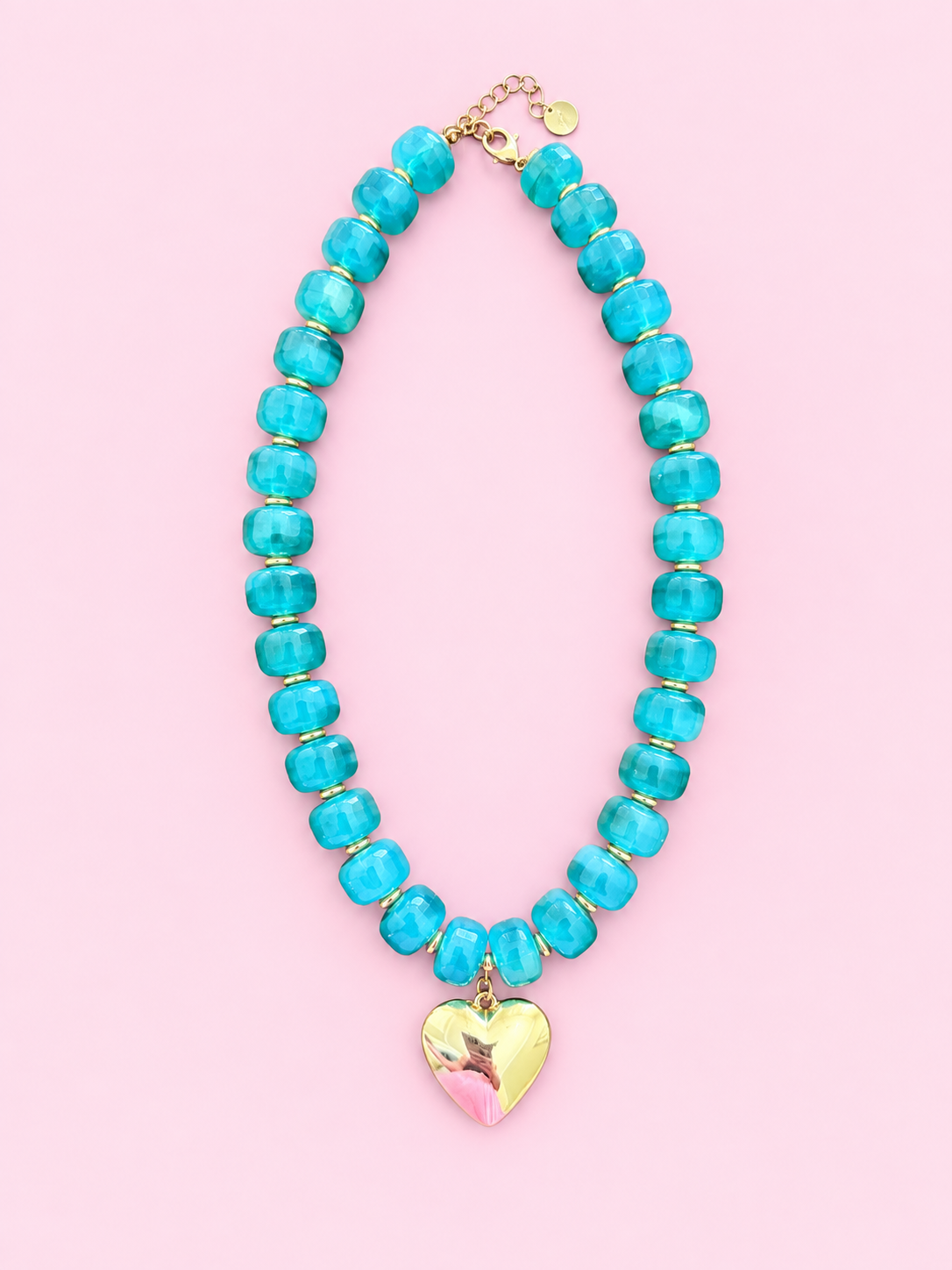 Beaded Gold Heart Necklace