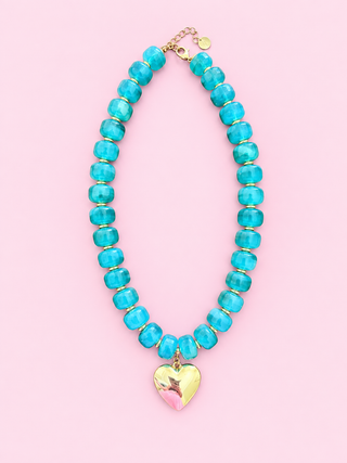 Beaded Gold Heart Necklace