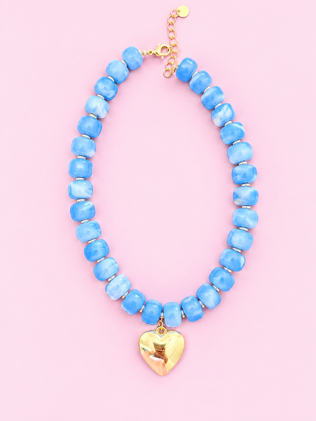 Beaded Gold Heart Necklace
