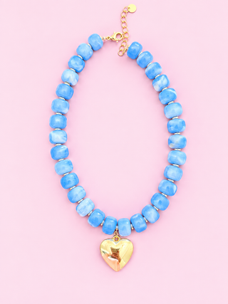 Beaded Gold Heart Necklace