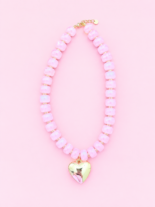 Beaded Gold Heart Necklace