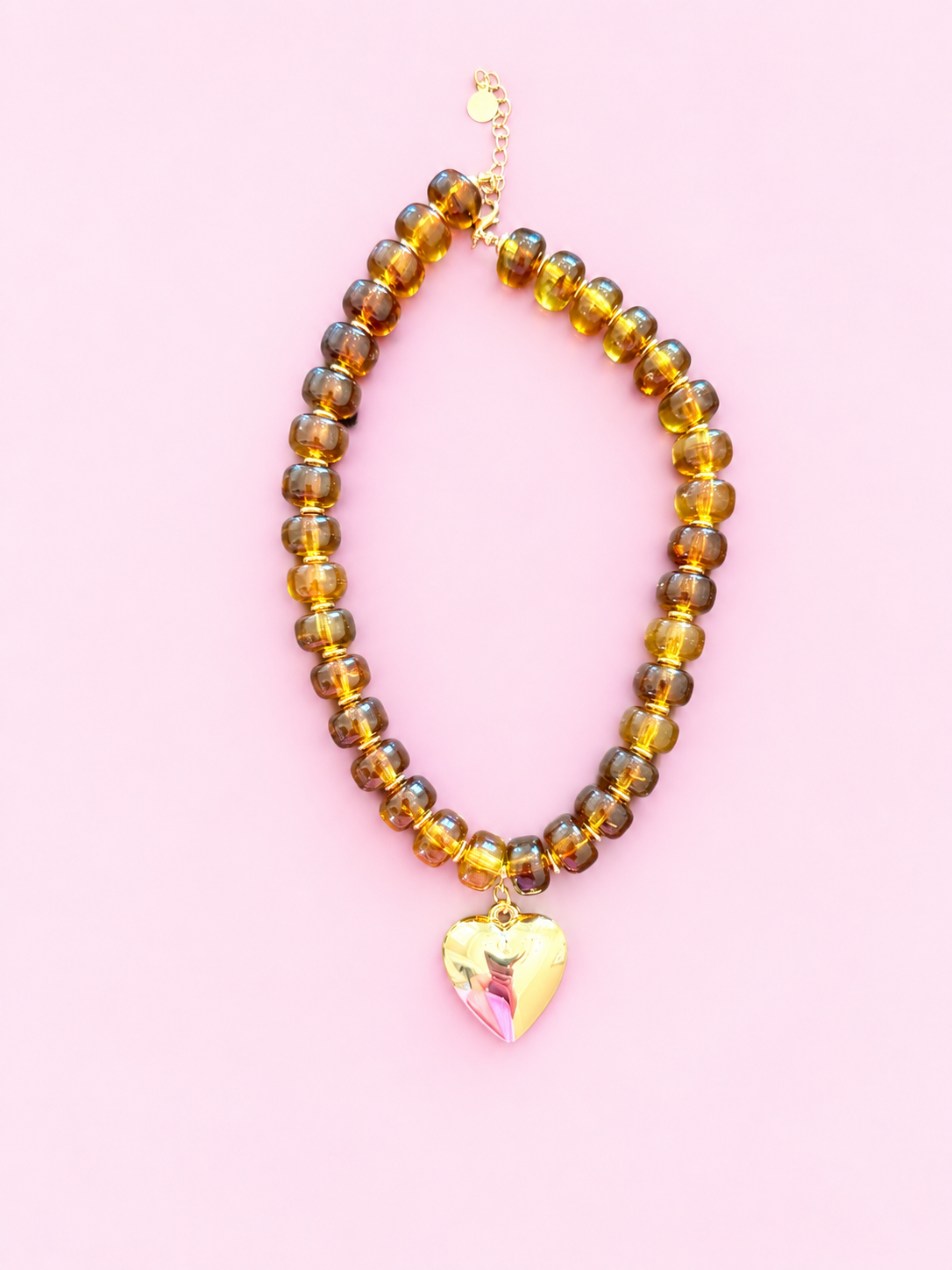 Beaded Gold Heart Necklace