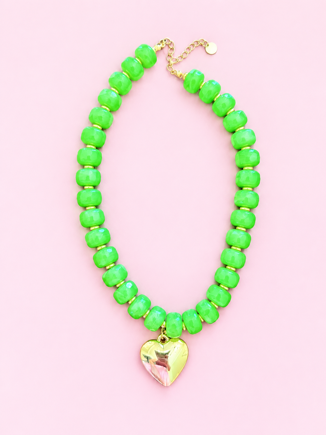 Beaded Gold Heart Necklace