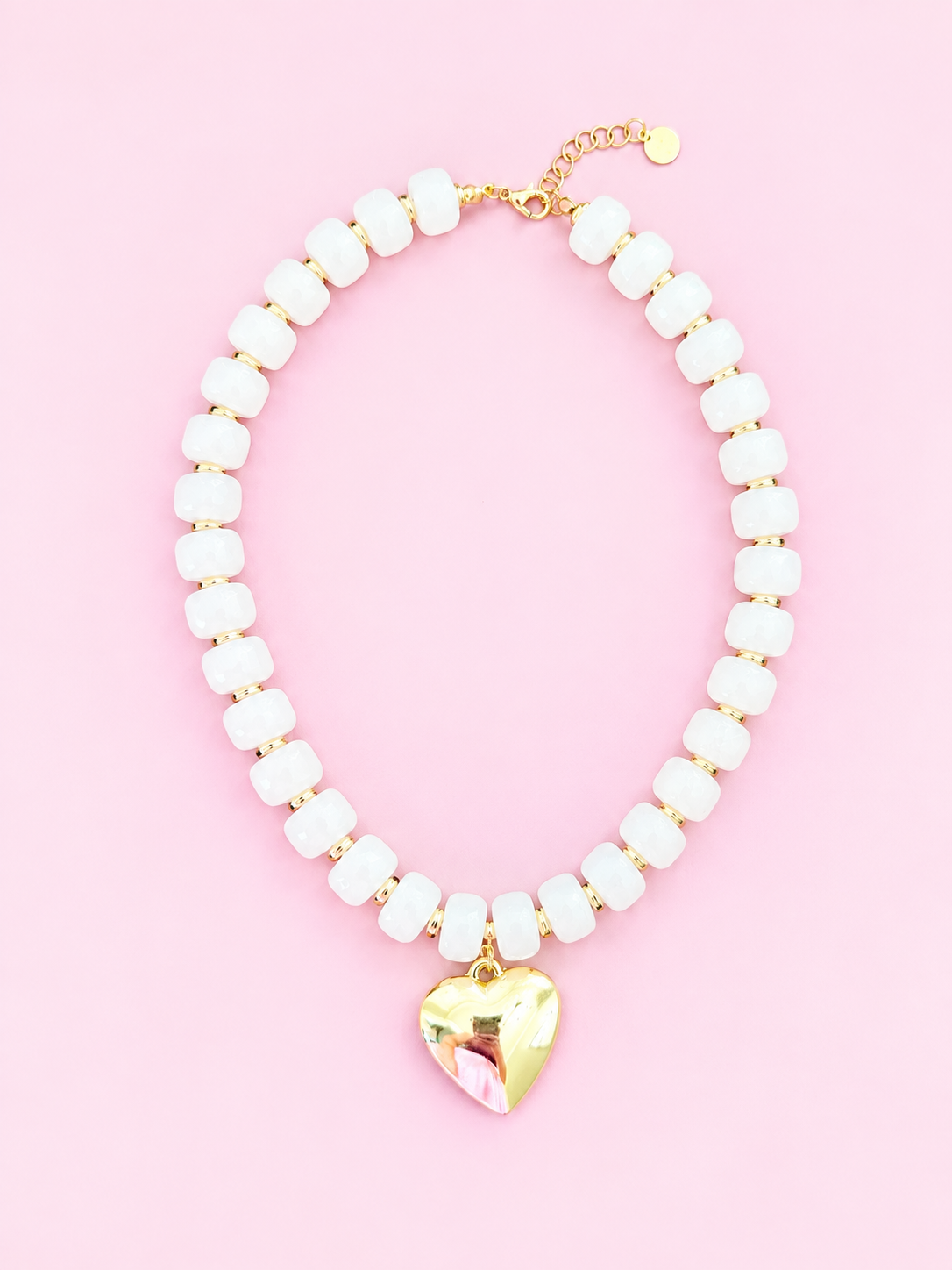 Beaded Gold Heart Necklace
