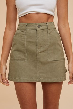 Olive Cargo Skirt