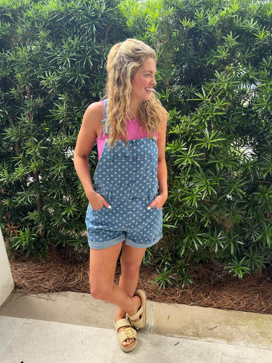 Denim Polka Dot Overalls