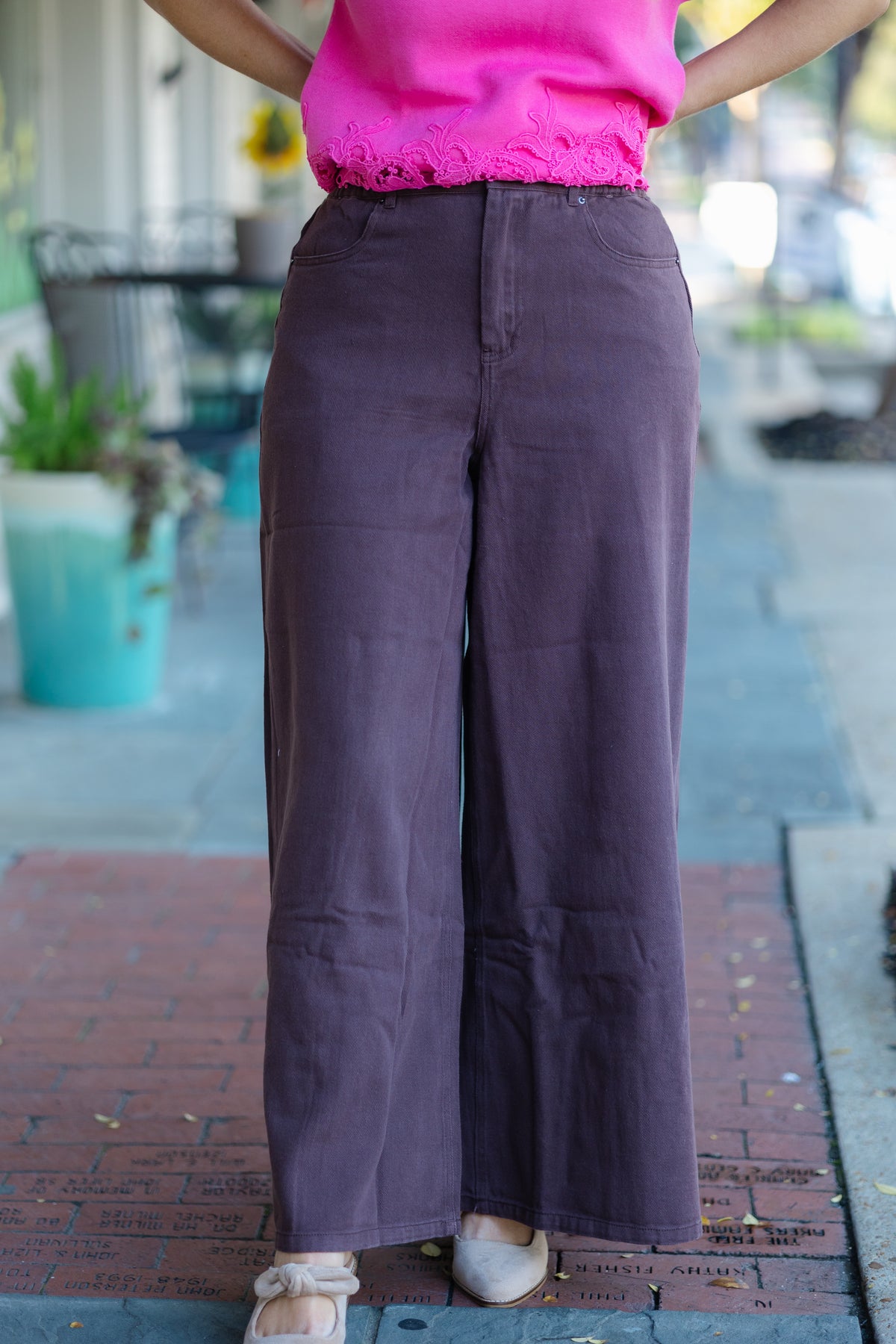 Brown Denim Flares