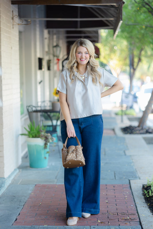 Dressy High Neck Button Blouse