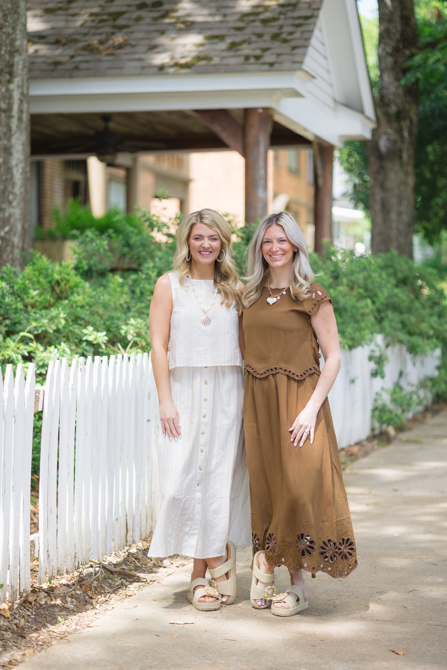 Brown Two Piece Set Eyelet Detail