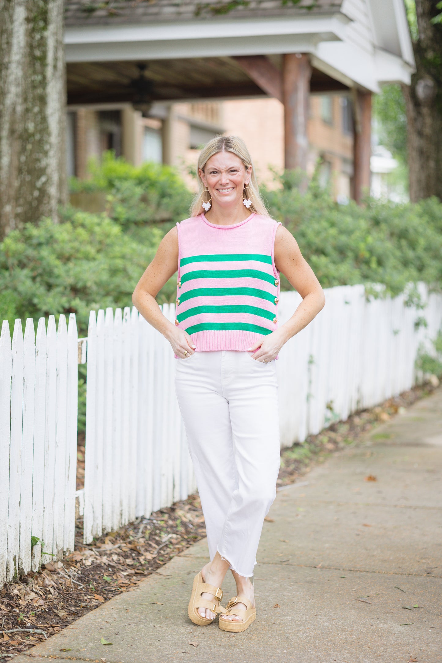 Green and Pink Stripe Sweater