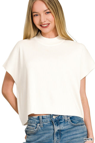 Boxy Crop Ribbed Top