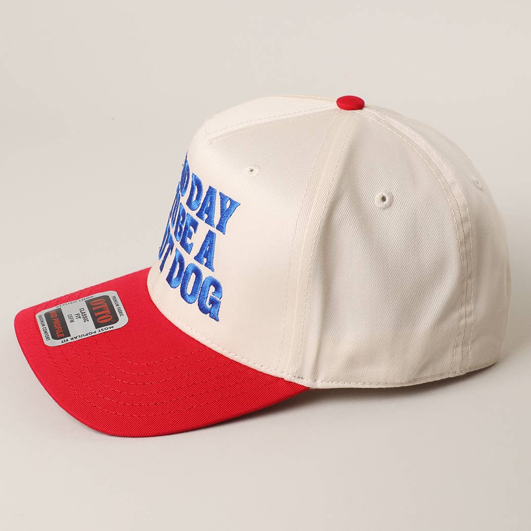 BAD DAY TO BE A HOT DOG Embroidered Trucker Hat : RED/NATL / One Size