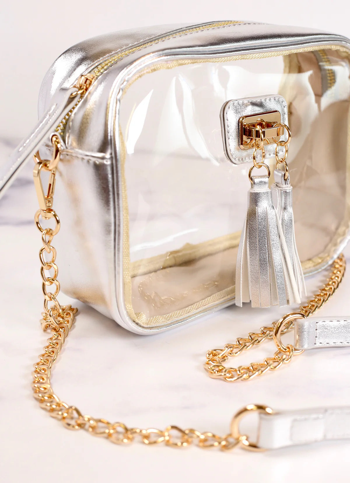 Addison Clear Crossbody Platinum