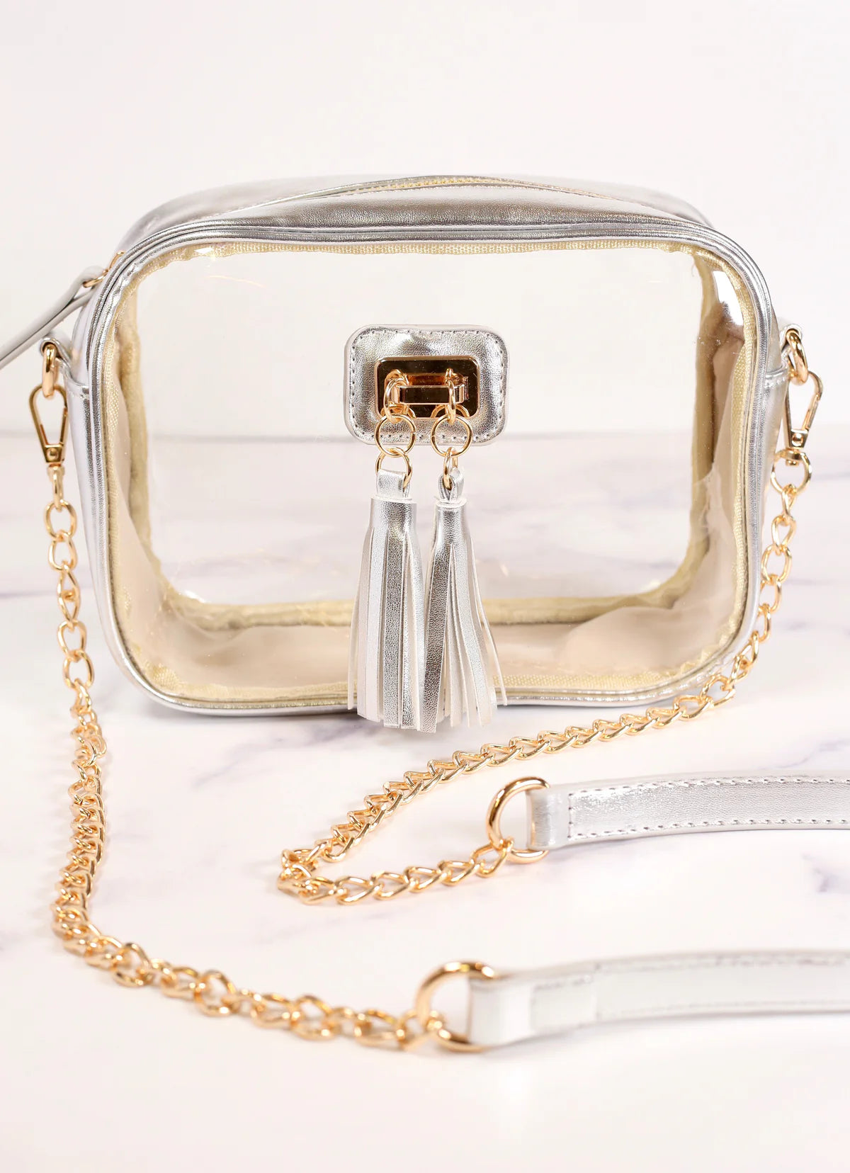 Addison Clear Crossbody Platinum