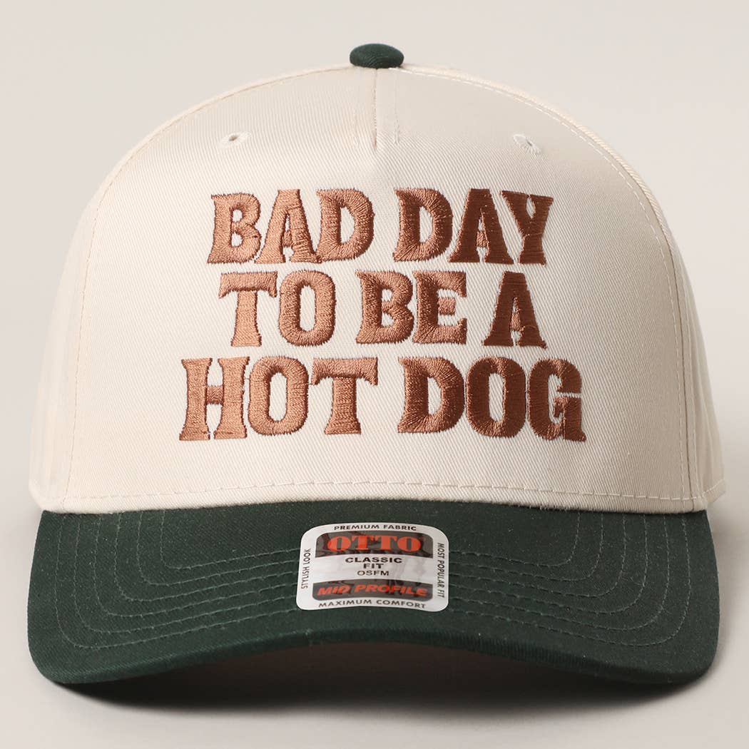 BAD DAY TO BE A HOT DOG Embroidered Trucker Hat : RED/NATL / One Size