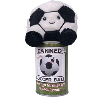 Canned Soccer Ball - Plush Sports Gift in Can w/Jokes: Pop Top + Plastic Lid & Shrink Band