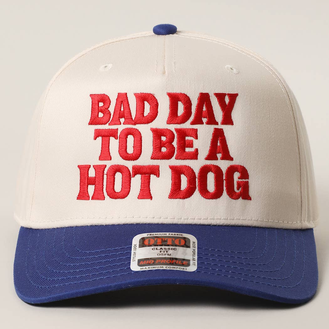 BAD DAY TO BE A HOT DOG Embroidered Trucker Hat : RED/NATL / One Size