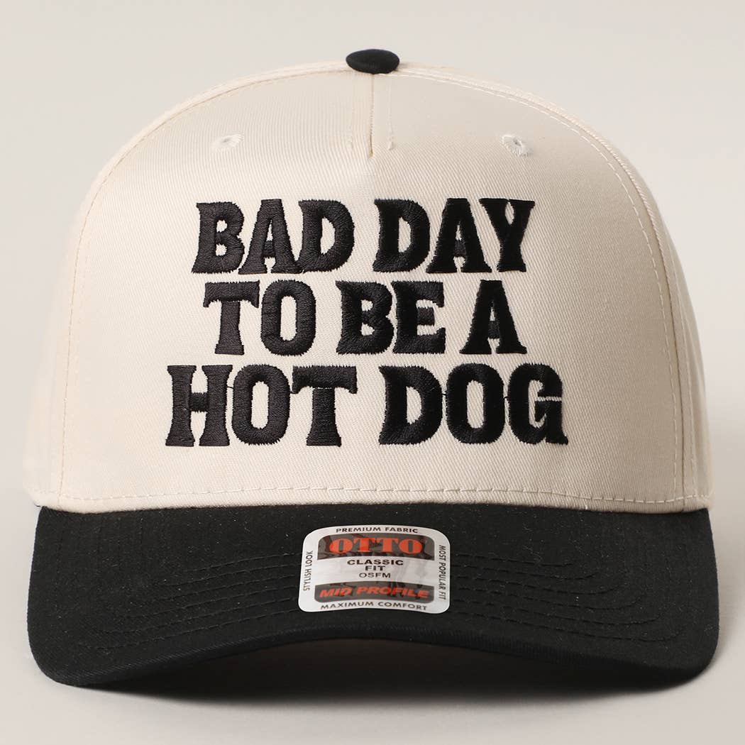 BAD DAY TO BE A HOT DOG Embroidered Trucker Hat : RED/NATL / One Size