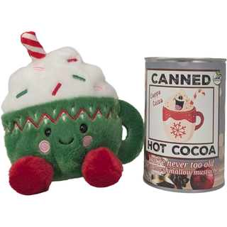 Canned Hot Cocoa - Hot Chocolate Mug Plush Gift in Can: Pop Top + Plastic Lid & Shrink Band
