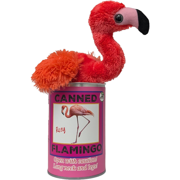 Rosy the Canned Flamingo w/Jokes - Eco-Friendly Recycled: Pop Top Lid