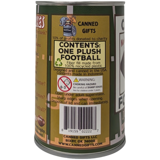 Canned Football | Stuffed Sports Plush in a Can w/Jokes: Pop Top + Plastic Lid & Shrink Band