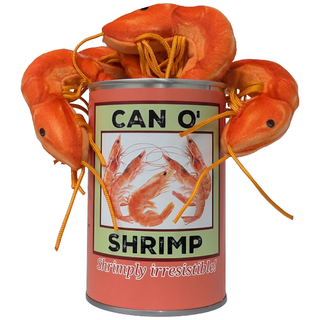 Can O' Shrimp - EcoFriendly Plush Gift for Fishermen w/Jokes: Pop Top + Plastic Lid & Shrink Band