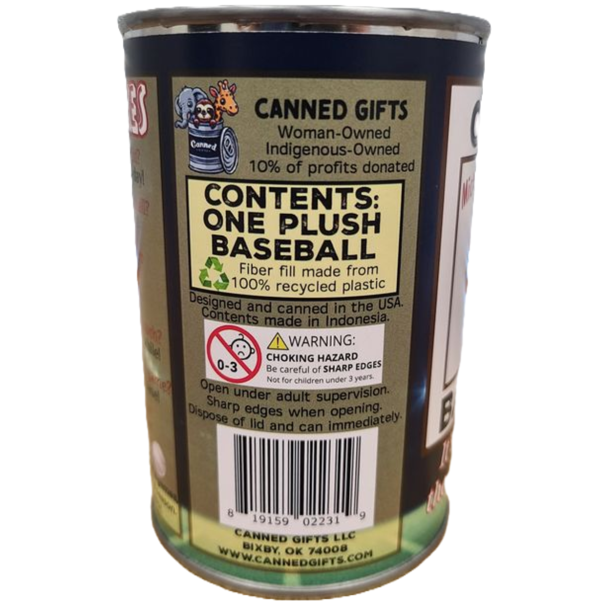Mickey the Canned Baseball | Sports Plush in a Can w/Jokes: Pop Top Lid