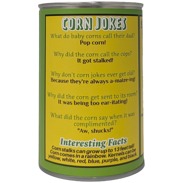 Canned Corn | Stuffed Animal Plush w/Funny Jokes: Pop Top Lid