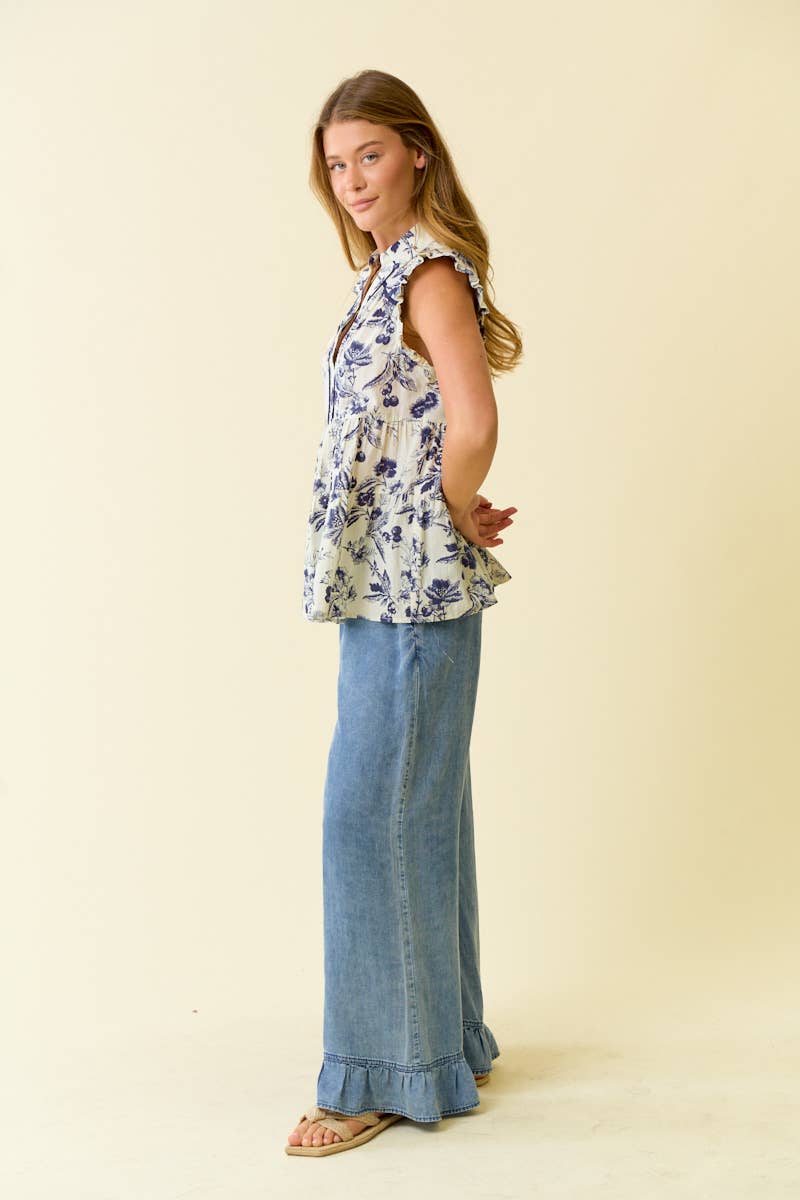 Denim Wide Leg Pants