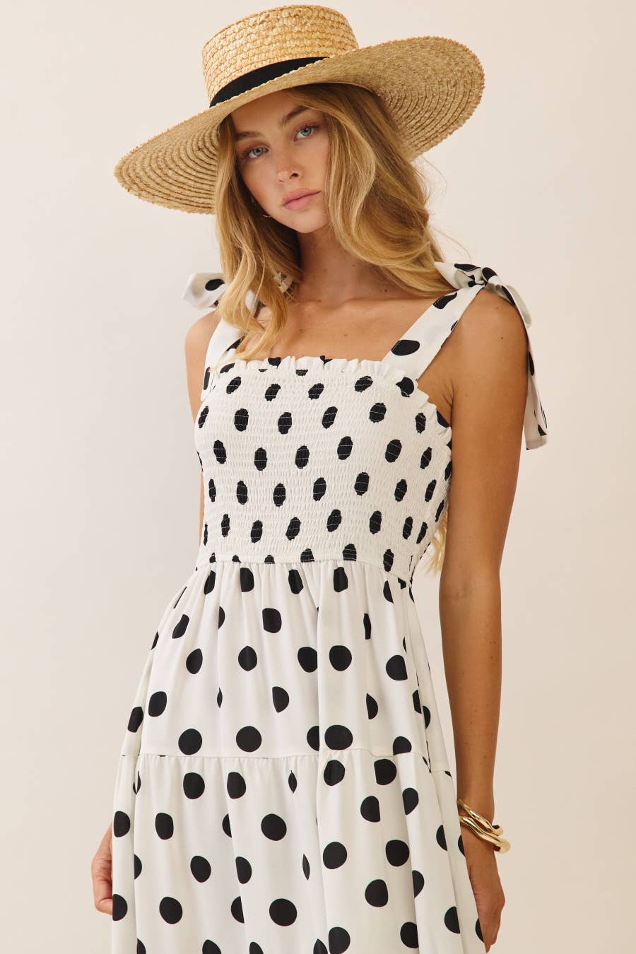 Tiered Midi Dress with Smocked Top