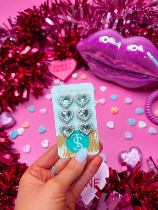 Rosaline Triple Beaded Hearts: Hot Pink