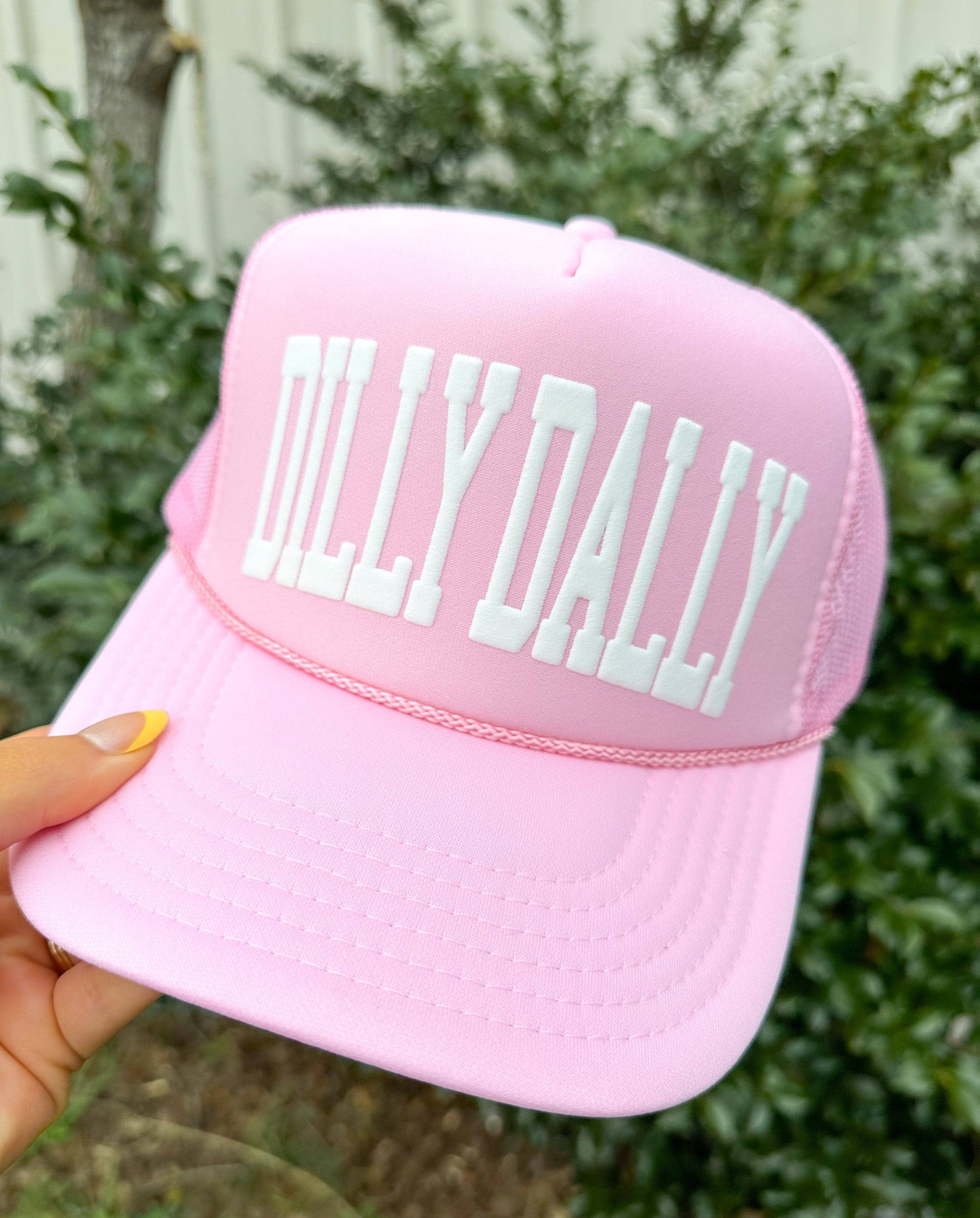 Dilly Dally Light Pink Trucker Hat