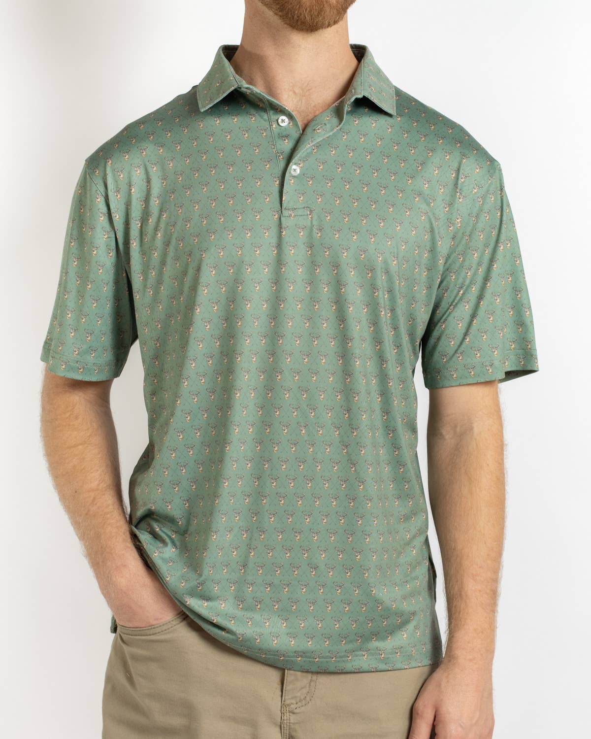 Men's Bow Hunting Performance Polo  Deer Print
