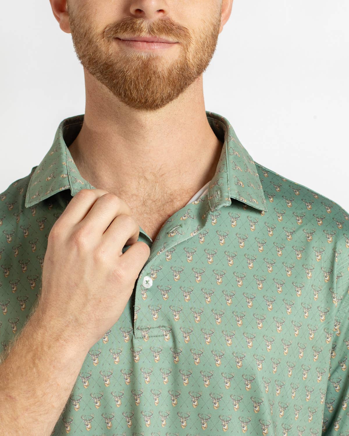 Men's Bow Hunting Performance Polo  Deer Print