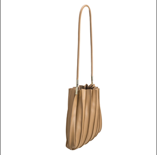 Carrie Taupe Pleated Vegan Lthr Shoulder Bag