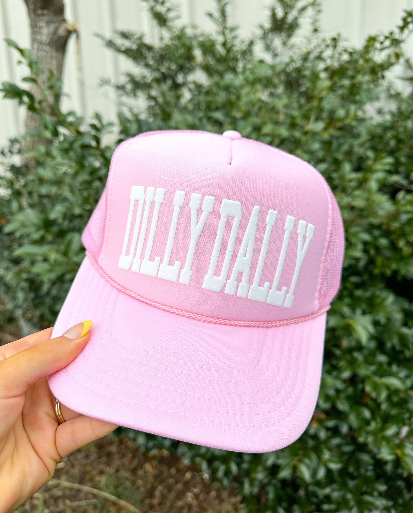 Dilly Dally Light Pink Trucker Hat