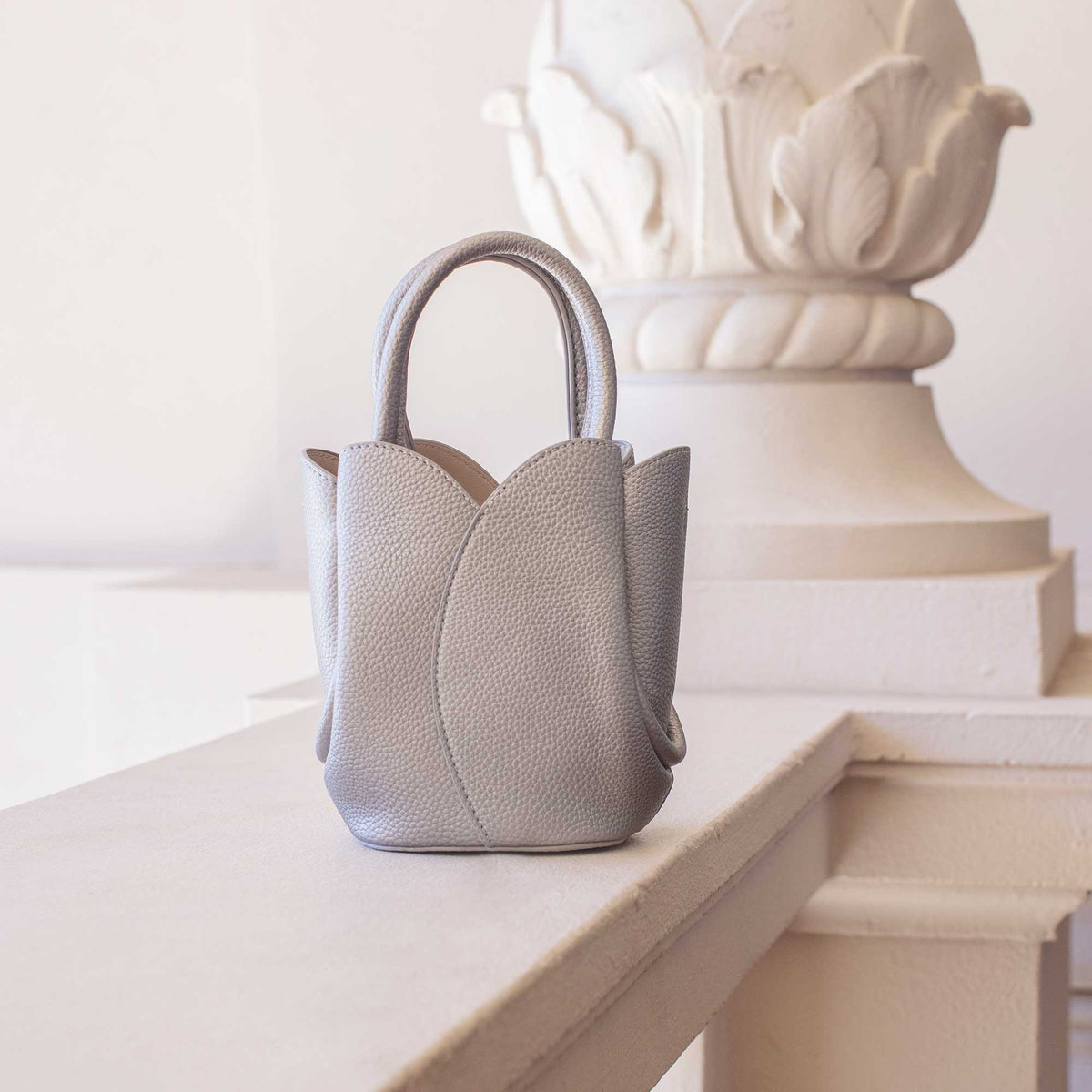 Tulip Mini Rose Recycled Vegan Leather Top Handle Bag