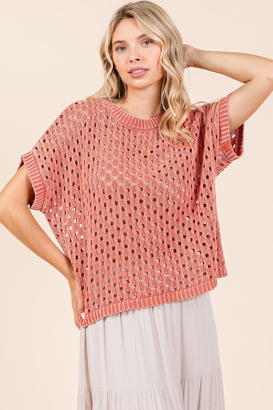 Rust Open Knit Sweater