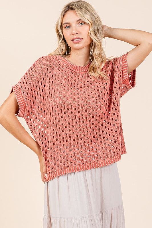 Rust Open Knit Sweater